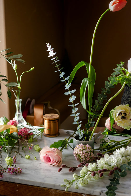 Mixed floral wrapped bouquet - lilies, gerberas, carnations